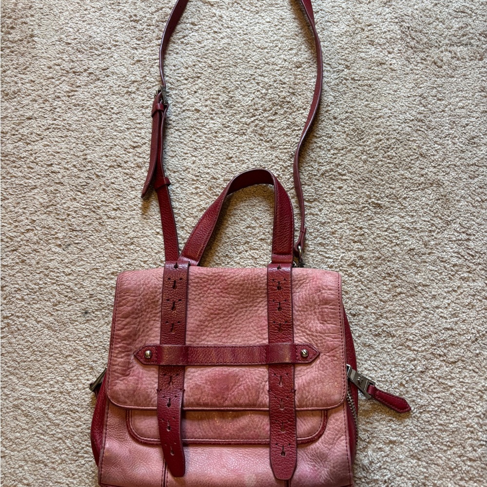 Aimee Kestenberg Burgundy Crossbody leather messenger Bag